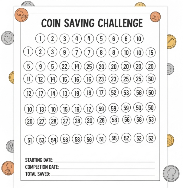 Coin Saving Challenge Date Tracker