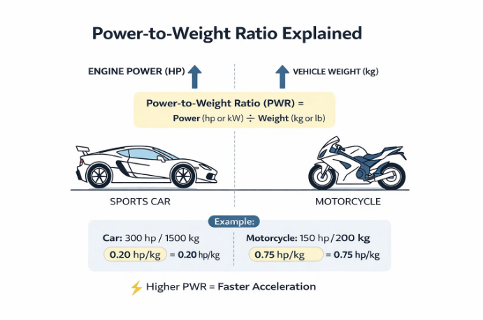 Power-to-Weight Ratio comparison across different vehicle types